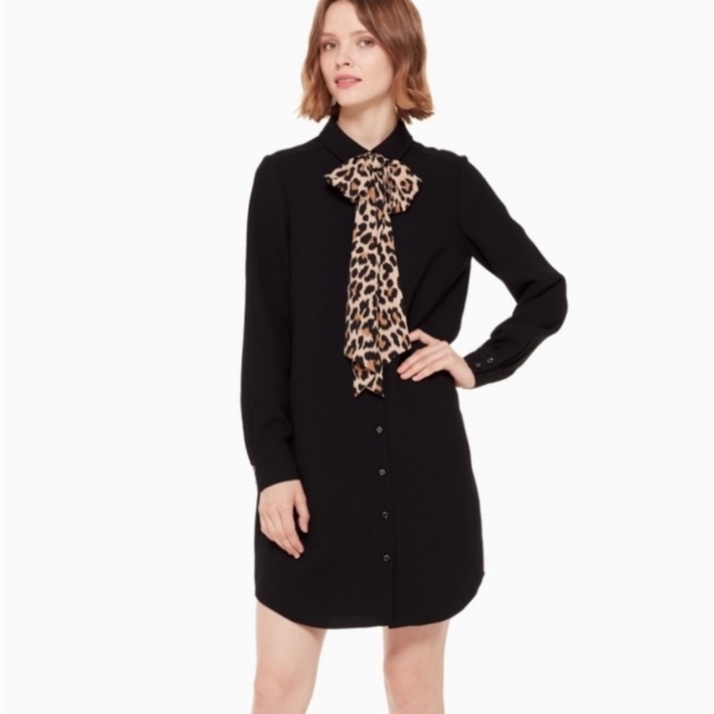 Kate Spade shirt dress with leopard print tie (size 6)